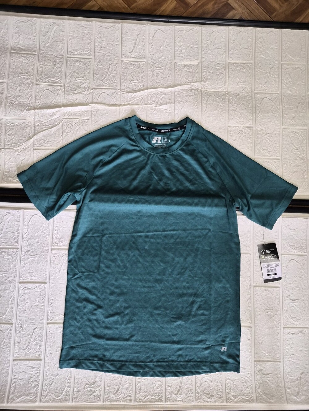 Russell Mens Dri Power Shirt Small Forest Green Short Sleeve Pullover Athletic